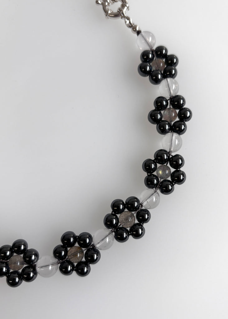 Hematite Labradorite Quartz Bloom Necklace_Detail